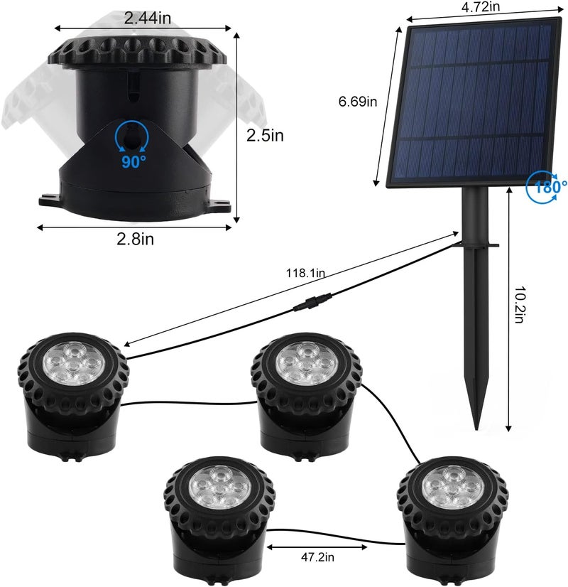 T-SUN Solar Pond Light, Super Bright LED Underwater Color Changing Solar Lights RGB Submersible Fountain Lights IP68 Waterproof Fish Tank Light for Aquarium Garden Pool Fountain Pond - Image 2